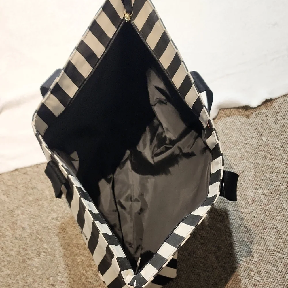 Victoria K Monochrome Striped Tote